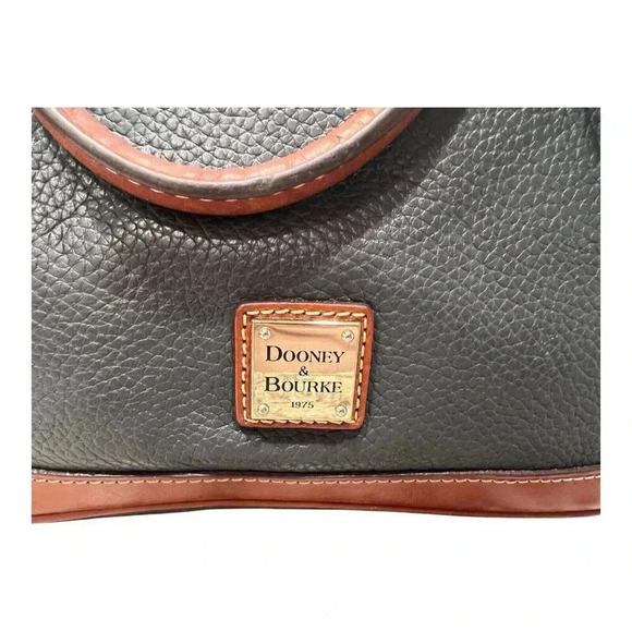 Dooney & Bourke Pebble Leather Zip Satchel Crossbody Purse Bag Dark Grey Vintage - Picture 3 of 8